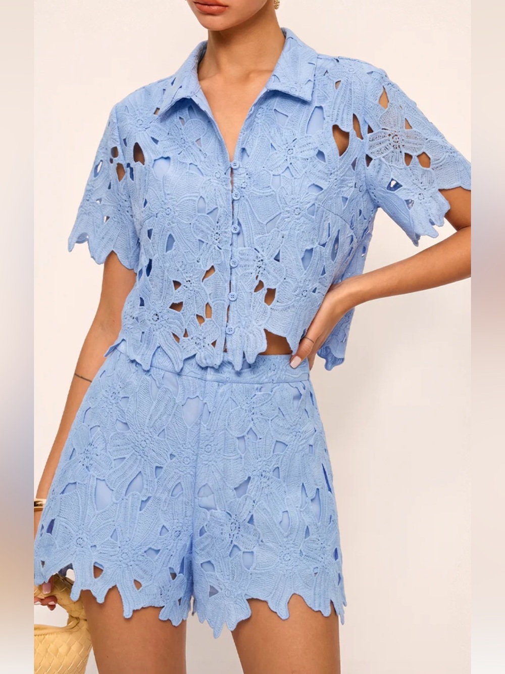 Commence Light Blue Crochet Two-Piece Set